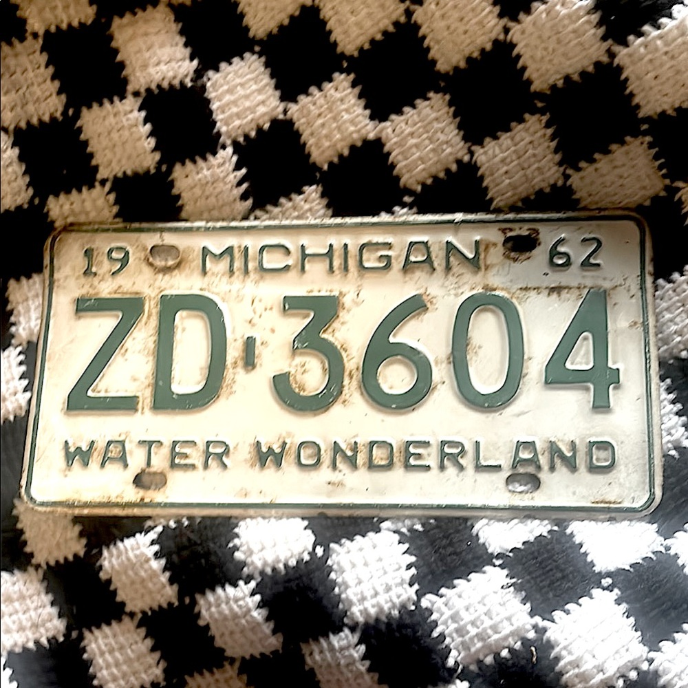 1962 Michigan Water Wonderland VTG License Plate AUTH